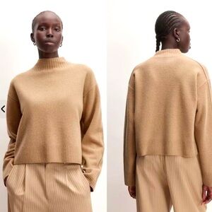 Everlane Merino Wool Mockneck Sweater - XS Light Camel, Like New